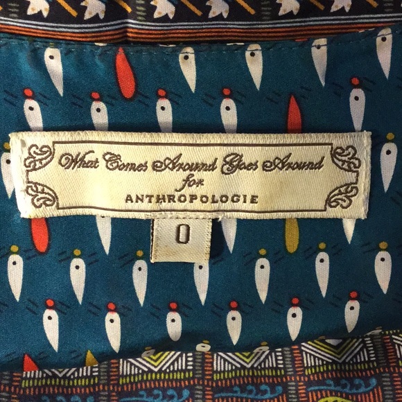 WHAT COMES AROUND 100% SILK ANTHRO SHORT-SLV DRESS - Picture 7 of 8